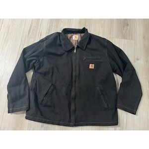 CARHARTT Detroit Mens Reworked Canvas Black Bomber Jacket - L